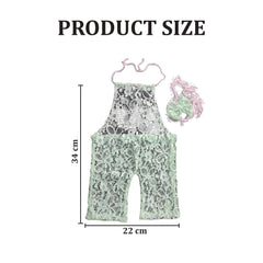 MOMISY Newborn Photography Props Set, Mint Green Lace Romper with Matching Headband, 2-Piece