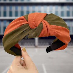 MOMISY Knotted Hairband Headband Cross Hair Band Accessories for Women and Girls (Brown Green)