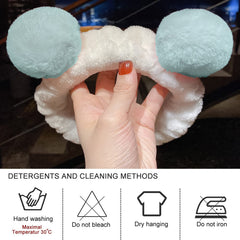 MOMISY Elastic Lovely Hair Band Wash Face Spa Headband-Washable Facial Band Makeup Wrap Headbands for Women (White Blue)