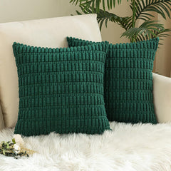 MOMISY Corduroy Cushion Throw Pillow Covers Pink 45 x 45cm, 18x18 inch (Green, 5)