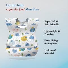 MOMISY Disposable Baby Bibs, 20 Pack Soft Travel Bibs for Feeding Infants, Use and Throw Bibs, Toddler Drool Burp Apron, 3 Layer Absorbent Waterproof Bib with 3D Crumb Catcher