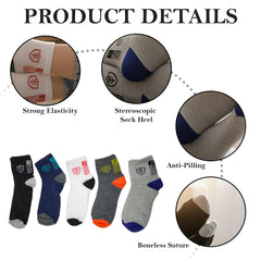 MOMISY Premium Cotton Blend Cushion Crew Socks, Multicolor, Pack of 5, Unisex, Free Size