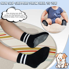 MOMISY Baby Girl Boys children Non Slip Socks Toddlers Infant Warm Cotton Stretch Anti skid Socks-6 Pairs (IN, Age, 12 Months, 3 Years, AS-2Stripe-Boys)