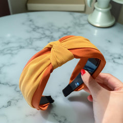 MOMISY Knotted Hairband Headband Cross Hair Band Accessories for Women and Girls (Yellow Orange)
