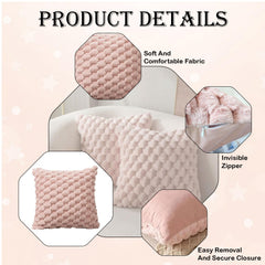 MOMISY Corduroy Cushion Throw Pillow Covers, Honeycomb Pattern, 45 x 45 cm, Set of 5 (Pink)
