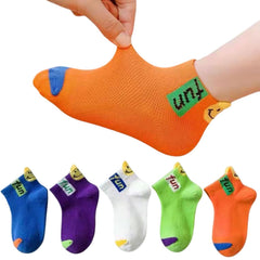 MOMISY 5 Pairs Girl Boys Tube Socks Toddlers Infant Solid Color Boat Spring and Autumn Socks Stretch Baby kids Sock (IN, Age, 6 Years, 8 Years, Fun)