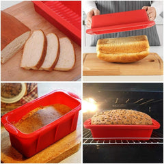 MOMISY Silicone Bread & Loaf Pan Mould | Fruit Cake, Pastry Making Pan | Baking Mould Rectangle (Red)