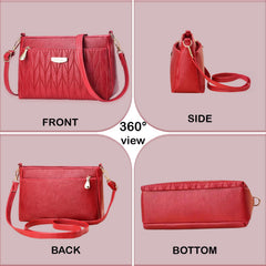 MOMISY Sling Bag with Long Strap for Women Shoulder Zipper Closure Handbags Multipurpose Crossbody ladies Daily (Red Leaves)