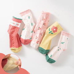 MOMISY 5 Pairs Baby kids Girl Boys Toddlers InfantmCotton Stretch Baby Socks (IN, Age, 1 Year, 3 Years, Pink Flower)