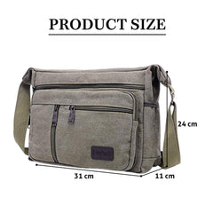 MOMISY Canvas Sling Cross Body Bag Travel Side Bag Office Messenger Bag Business Bag Multi Pocket Shoulder Bag Money Bag for Adults, Men and Women (Army Green)
