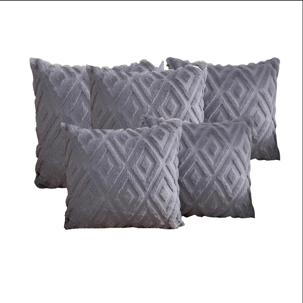 MOMISY Corduroy Cushion Throw Pillow Covers, Diamond, 45 x 45 cm, 18 x 18 inch (5, Grey5)