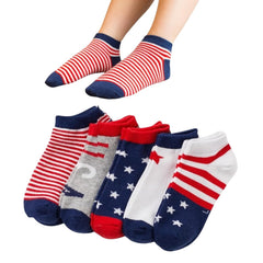 MOMISY 5 Pairs Girl Boys Tube Socks Toddlers Infant Solid Color Boat Spring and Autumn Socks Stretch Baby kids Sock (Flag, 1 Year to 3 Year)