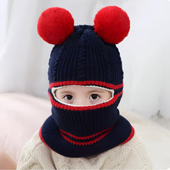 MOMISY Winter Soft Woolen Monkey Cap with Velvet Lining for Baby Boys, Girls, Infant, Toddler, 2-5 Years (in, Age, 2 Years, 5 Years, Navy)