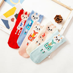 MOMISY 5 Pairs Baby kids Girl Boys Toddlers Infant Cotton Stretch Baby Ankle Socks (IN, Age, 1 Year, 3 Years, Bunny Flower)
