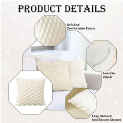 MOMISY Corduroy Cushion Throw Pillow Covers, Honeycomb Pattern, 45 x 45 cm, Pack of 2 (White)