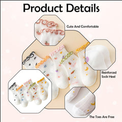 MOMISY 5 Pairs Baby Kids Girl Boys Tube Socks Toddlers Comfortable Ankel Length gifts (IN, Age, 3 Years, 5 Years, Lace White)
