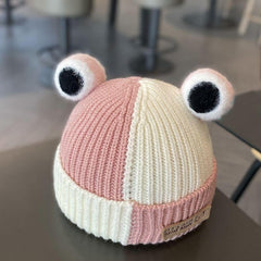 MOMISY Baby Beanie Hat, Chess Warm Toddlers Winter Hat, Double Pom Pom Beanies for Boys & Girls Woolen Knitted Cap (6 Months - 2 Years) (Pink)