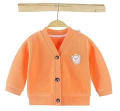 MOMISY Baby Girl's Cotton Blend V-Neck Sweater (BabyWinterSweater_Orange_12 Months-24 Months)