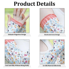 MOMISY UV Sun Protection Arm Sleeves with Thumb Hole Sun Protection Hand Cover for Running and Cycling for Women, Loose-Fit Cooling Cover, 1 Pair (Offwhite)