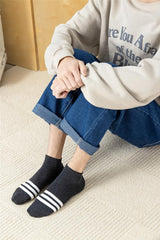 MOMISY 5 Pairs Baby Girl Boys Tube Socks Toddlers Infant Solid Color Ankle Socks Stretch Baby Socks (3Striped, 6 Years-8 Years)