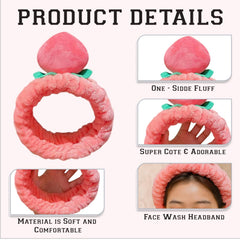 MOMISY Spa Headband for Women, Washable Facial Band, Elastic Hair Band, Makeup Wrap (StrawberryWatermelon, Free)