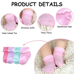 MOMISY Baby Girl Boys Toddlers Infant lace Socks Combed Cotton Stretch-Plain-Multicolour-Set of 4 (4 to 6 year)