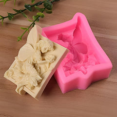 MOMISY Silicone Mold | 3D DIY Fondant Candle, Soap Mould Candy Mold I Baking Tools for Cake Chocolate Candy Ice Jelly Soap I Cake Baking Moulds I Bakeware Mold (Angel Wings Pink)