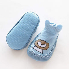 MOMISY Anti-Skid leather soled Shoe Socks for Baby Boys and Baby Girls-12 to 18 months, Medium, Blue