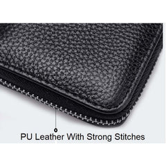 MOMISY PU Leather Credit Debit Card Holder Wallet Card Case ID Case Organizer Holder Zipper Wallet Coin Purse for Men & Women (20 Slots PVC Black)