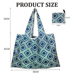 MOMISY Designer Pattern Reusable and Foldable Shopping Bag/Tote Hand bag/Travel Bag/Grocery Bag | Heavy Duty, Eco Friendly | Compact, Lightweight and Convenient (Diamond Blue)