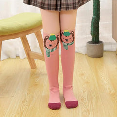MOMISY 1 Pair of Baby Spring Winter And Autumn Combed Cotton Long Tube Knee-High Socks Suitable Age of 3 to 12 Years (IN, Age, 3 Years, 12 Years, PeachLion)