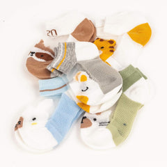 MOMISY Kids Ankle Socks, 5 Pairs, Tube Style, for Toddlers and Infants (IN, Age, 12 Months, 24 Months, AnimalZero)
