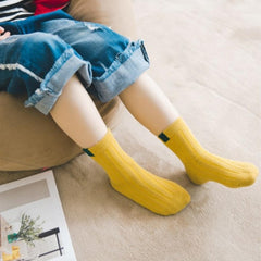 MOMISY 5 Pairs Baby Girl Boys Tube Socks Toddlers Infant Solid Color Boat Spring and Autumn Socks Cotton Stretch Crew Baby Socks - Multicolor, Large 6 to 8 Years