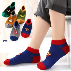 MOMISY 5 Pairs Baby Girl Boys Tube Socks Toddlers Infant Solid Color Boat Spring and Autumn Socks Stretch Baby Sock - Multicolor (IN, Age, 1 Year, 3 Years, CaptainAmerica)