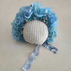 MOMISY Newborn Baby Girl Cap for Photography Props, Children's Headdress (in, Age, 0 Months, 3 Months, Blue)