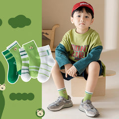 MOMISY 5 Pairs Baby kids Girl Boys Toddlers InfantmCotton Stretch Baby Socks (IN, Age, 3 Years, 5 Years, GreenBear)