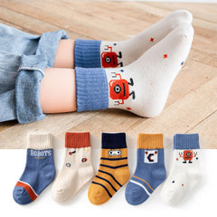 MOMISY 5 Pairs Baby Girl Boys Tube ankle Socks for Baby Girl BoysToddlers Infant kids (Cosmic Monster, 1 year to 3 year)