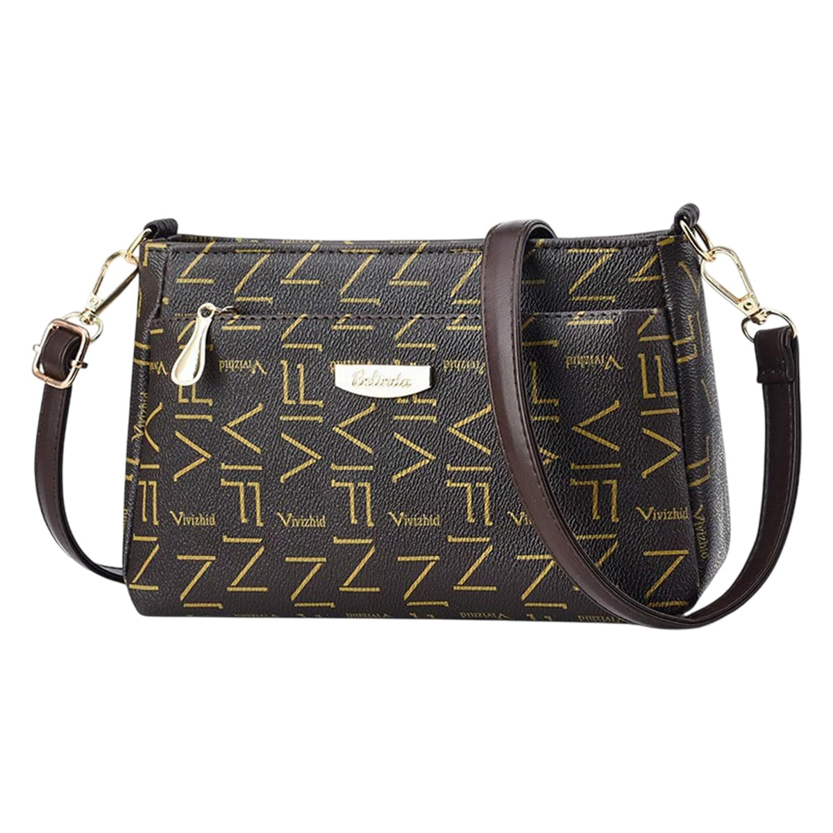MOMISY Sling Bag with Long Strap for Women Shoulder Zipper Closure Handbags Multipurpose Crossbody ladies Daily (Brown Character)