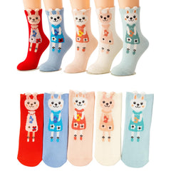 MOMISY 5 Pairs Baby kids Girl Boys Toddlers Infant Cotton Stretch Baby Ankle Socks (IN, Age, 1 Year, 3 Years, Bunny Flower)
