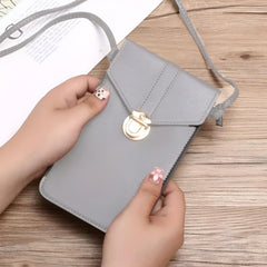 MOMISY Women Cellphone Sling Bag Mobile Card Holder Wallet Purse Clutch Handbag Crossbody Shoulder Bag for Girls (Light Grey)