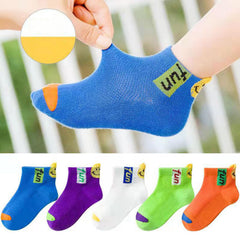 MOMISY 5 Pairs Girl Boys Tube Socks Toddlers Infant Solid Color Boat Spring and Autumn Socks Stretch Baby kids Sock (IN, Age, 6 Years, 8 Years, Fun)