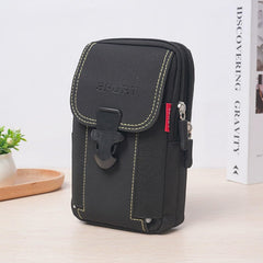 MOMISY Men’s Nylon Multi-Purpose Utility Pouch – Solid Color Outdoor Travel Phone Bag with Buckle Closure(Black)