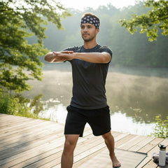MOMISY Multifunction Yoga Fitness Gym Sports Sweatband Headband Microfiber Men and Women (FB Black)