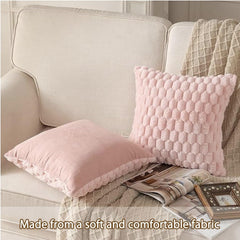 MOMISY Corduroy Cushion Throw Pillow Covers, Honeycomb Pattern, 45 x 45 cm, Set of 5 (Pink)