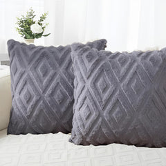 MOMISY Corduroy Cushion Throw Pillow Covers, Diamond, 45 x 45 cm, 18 x 18 inch (2, Grey2)