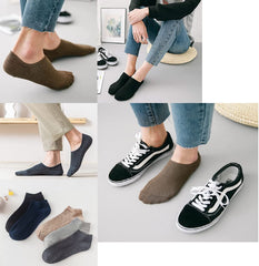 MOMISY Unisex Cotton Invisible No show Cotton Loafer Adult Socks for men & Women (Multi-colour Pack of 5)-Free Size (BlkBluDrkGreLitGreBrown)