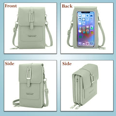MOMISY Mobile Bag Cellphone Sling Card Holder Wallet Handbag, Transparent Screen, Crossbody Multi-function Shoulder Bag for Girls-Belt (Green)