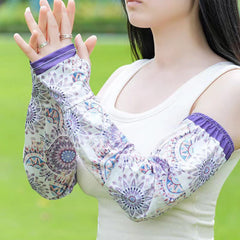 MOMISY UV Sun Protection Arm Sleeves with Thumb Hole Sun Protection Hand Cover for Running and Cycling for Women, Loose-Fit Cooling Cover