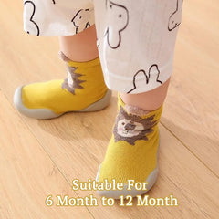 MOMISY Baby Socks Animal Themed, Funny Cartoon Printed Cotton Socks with Shoes - Soft, Non-Slip, and Comfortable Size 6-12M(YellowLion-20-21)