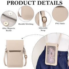 MOMISY Women Cellphone Sling Bag Mobile Card Holder Wallet Purse Clutch Handbag Crossbody Shoulder Bag for Girls (Off White)